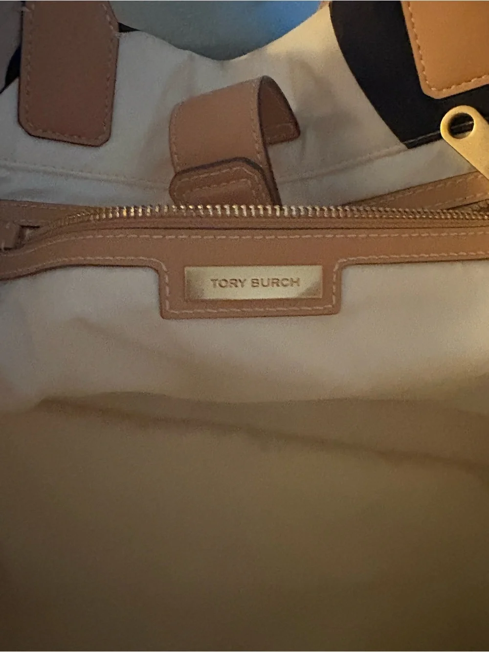 Tory Burch Beige, Grey, and Black Swirl Logo Tote Bag - Neutral Tulip